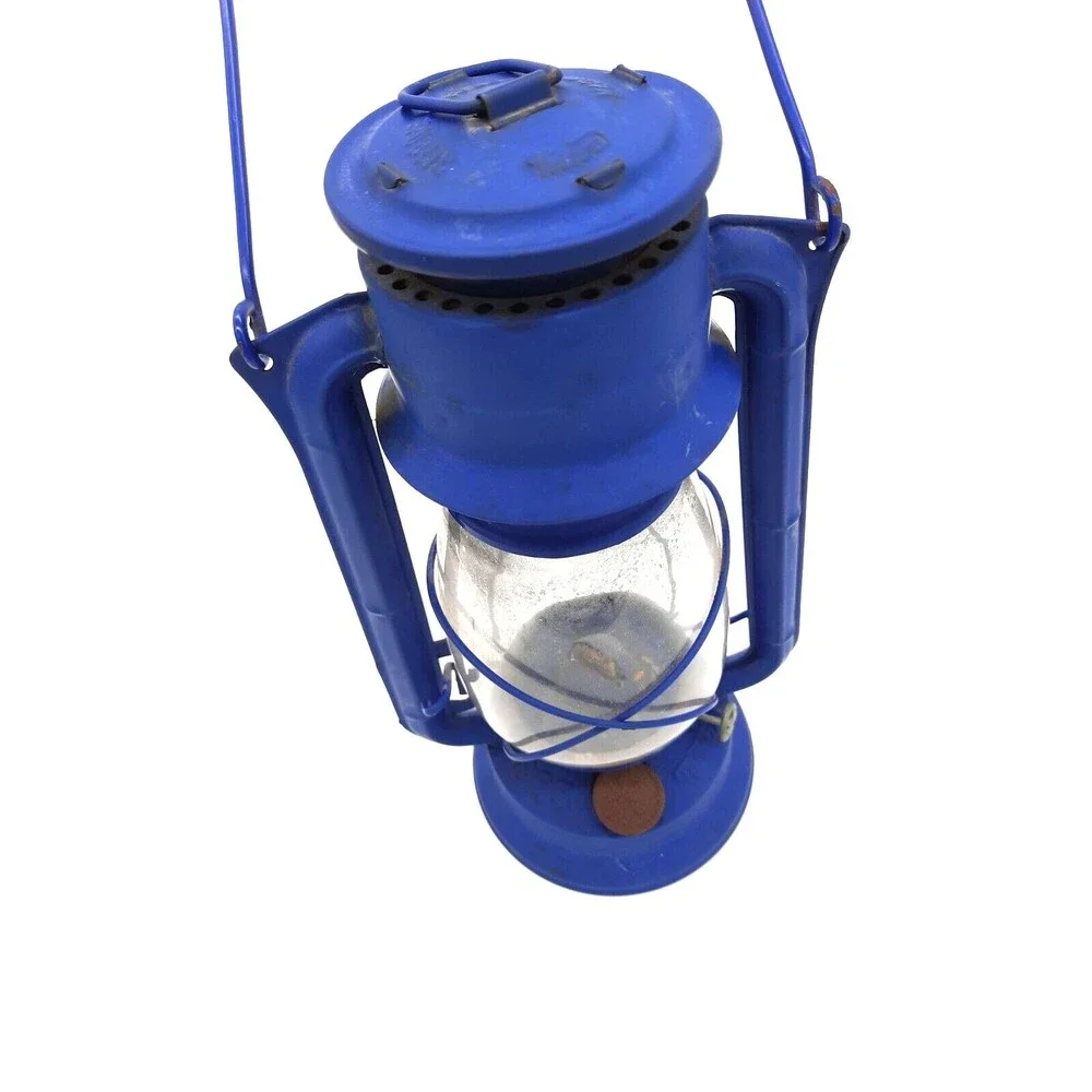 Vintage Meva 865 Blue Parrafin Oil Lamp Czech Republic